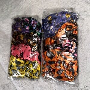 10 Halloween Scrunchies Set - Silky Satin Hair Ties